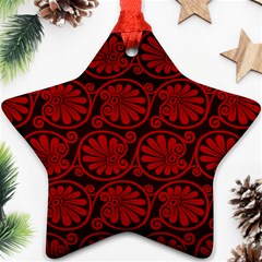 Red Floral Pattern Floral Greek Ornaments Star Ornament (two Sides)