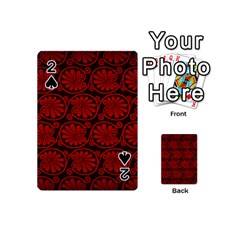 Red Floral Pattern Floral Greek Ornaments Playing Cards 54 Designs (mini)