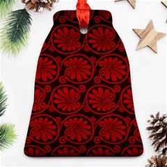 Red Floral Pattern Floral Greek Ornaments Bell Ornament (two Sides)