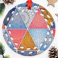 Texture With Triangles Round Filigree Ornament (two Sides)