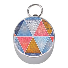 Texture With Triangles Mini Silver Compasses