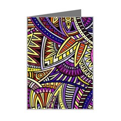 Violet Paisley Background, Paisley Patterns, Floral Patterns Mini Greeting Card