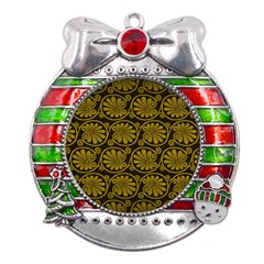  Metal X mas Ribbon With Red Crystal Round Ornament