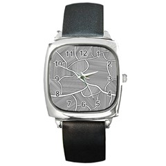 Authentic Aboriginal Art - Farm-lands3 Square Metal Watch