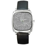 Authentic Aboriginal Art - Farm-lands3 Square Metal Watch Front