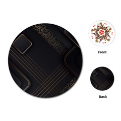 Black Background With Gold Lines Playing Cards Single Design (round)