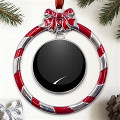 S Black Fingerprint, Black, Edge Metal Red Ribbon Round Ornament