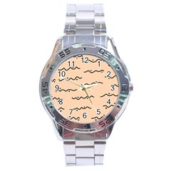 Lines Dots Pattern Abstract Stainless Steel Analogue Watch
