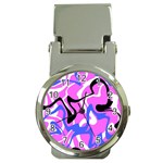 Swirl Pink White Blue Black Money Clip Watches Front