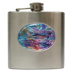 Abstarct Cobalt Waves Hip Flask (6 Oz)