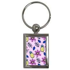 Flowers Petals Pineapples Fruit Key Chain (rectangle) by Maspions