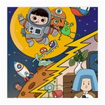 Astronaut Moon Monsters Spaceship Universe Space Cosmos Medium Glasses Cloth (2 Sides) Back
