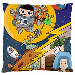 Astronaut Moon Monsters Spaceship Universe Space Cosmos 16  Baby Flannel Cushion Case (two Sides)