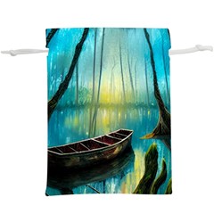 Swamp Bayou Rowboat Sunset Landscape Lake Water Moss Trees Logs Nature Scene Boat Twilight Quiet Lightweight Drawstring Pouch (xl)