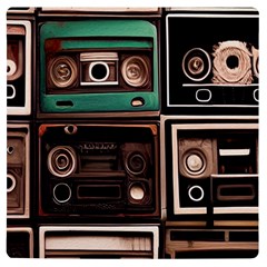 Retro Electronics Old Antiques Texture Wallpaper Vintage Cassette Tapes Retrospective Uv Print Square Tile Coaster  by Grandong