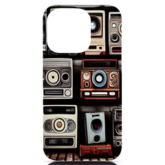 Retro Cameras Old Vintage Antique Technology Wallpaper Retrospective Iphone 14 Pro Black Uv Print Case