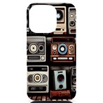 Retro Cameras Old Vintage Antique Technology Wallpaper Retrospective iPhone 14 Pro Black UV Print Case Front