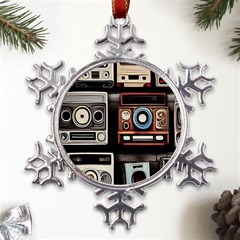 Retro Cameras Old Vintage Antique Technology Wallpaper Retrospective Metal Large Snowflake Ornament