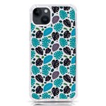 Leaves Monstera Pattern Nature Blue Purple Mauve Flora iPhone 14 Plus TPU UV Print Case Front