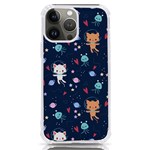 Cute Astronaut Cat With Star Galaxy Elements Seamless Pattern iPhone 13 Pro Max TPU UV Print Case Front