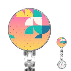 Abstract Geometric Bauhaus Polka Dots Retro Memphis Art Stainless Steel Nurses Watch