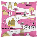Roadmap Trip Europe Italy Spain France Netherlands Vine Cheese Map Landscape Travel World Journey 16  Baby Flannel Cushion Case (Two Sides) Back