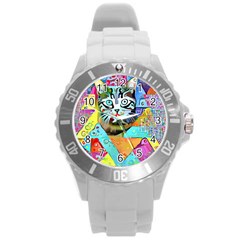 Kitten Cat Pet Animal Adorable Fluffy Cute Kitty Round Plastic Sport Watch (l)