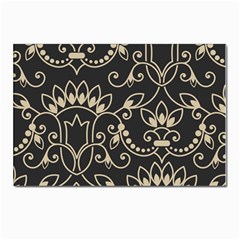 Decorative Ornament Texture, Retro Floral Texture, Vintage Texture, Gray Postcards 5  X 7  (pkg Of 10)