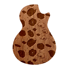 Poppies Flowers Red Seamless Pattern Guitar Shape Wood Guitar Pick Holder Case And Picks Set