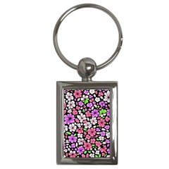 Flowers Floral Pattern Digital Texture Beautiful Key Chain (rectangle) by Maspions