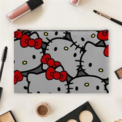Hello Kitty, Pattern, Red Cosmetic Bag (large)