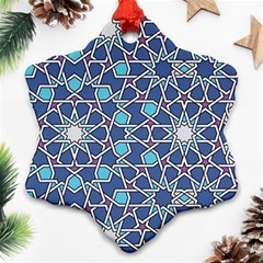 Islamic Ornament Texture, Texture With Stars, Blue Ornament Texture Ornament (snowflake)