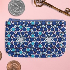 Islamic Ornament Texture, Texture With Stars, Blue Ornament Texture Large Coin Purse