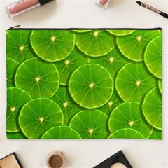 Lime Textures Macro, Tropical Fruits, Citrus Fruits, Green Lemon Texture Cosmetic Bag (xxxl)