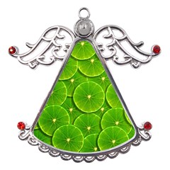 Lime Textures Macro, Tropical Fruits, Citrus Fruits, Green Lemon Texture Metal Angel With Crystal Ornament