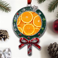 Oranges Textures, Close-up, Tropical Fruits, Citrus Fruits, Fruits Metal X mas Lollipop With Crystal Ornament