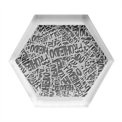 Rebel Life: Typography Black And White Pattern Hexagon Wood Jewelry Box by dflcprintsclothing