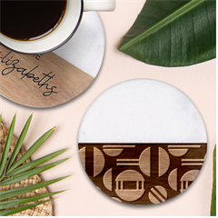 Abstract Geometric Pattern Classic Marble Wood Coaster (round) 