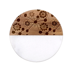 Bloom Plant Flowering Pattern Classic Marble Wood Coaster (round) 