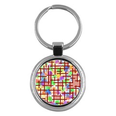 Pattern-repetition-bars-colors Key Chain (round) by Maspions