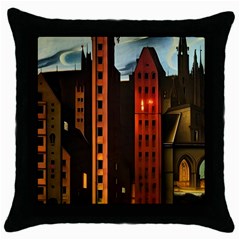Sci-fi Futuristic Science Fiction City Neon Scene Artistic Technology Machine Fantasy Gothic Town Bu Throw Pillow Case (black)