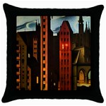 Sci-fi Futuristic Science Fiction City Neon Scene Artistic Technology Machine Fantasy Gothic Town Bu Throw Pillow Case (Black) Front