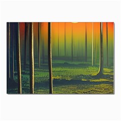 Outdoors Night Moon Full Moon Trees Setting Scene Forest Woods Light Moonlight Nature Wilderness Lan Postcards 5  X 7  (pkg Of 10) by Posterlux