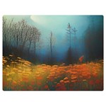 Wildflowers Field Outdoors Clouds Trees Cover Art Storm Mysterious Dream Landscape Premium Plush Fleece Blanket (Extra Small) 40 x30  Blanket Front