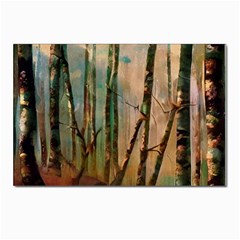 Woodland Woods Forest Trees Nature Outdoors Mist Moon Background Artwork Book Postcards 5  X 7  (pkg Of 10) by Posterlux