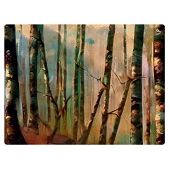 Woodland Woods Forest Trees Nature Outdoors Mist Moon Background Artwork Book Premium Plush Fleece Blanket (extra Small)