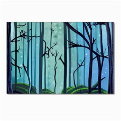 Nature Outdoors Night Trees Scene Forest Woods Light Moonlight Wilderness Stars Postcard 4 x 6  (pkg Of 10) by Posterlux