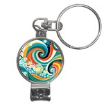 Waves Ocean Sea Abstract Whimsical Nail Clippers Key Chain Front