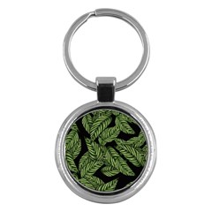Background Pattern Leaves Texture Key Chain (round) by Maspions
