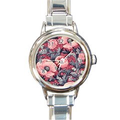 Vintage Floral Poppies Round Italian Charm Watch by Grandong